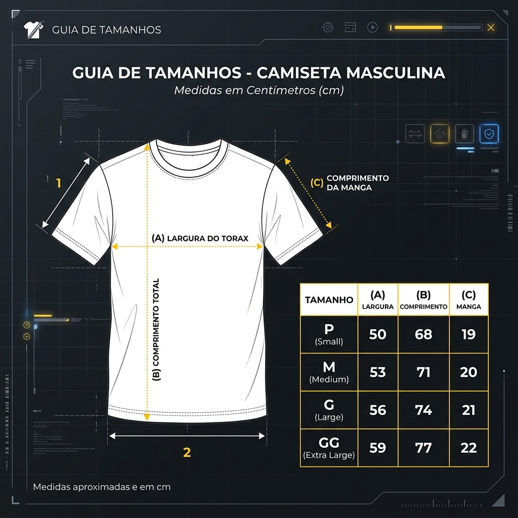 Exemplo de Tabela de Medidas e Guia de Tamanho de Vestuário para E-commerce